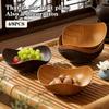 4/8PCS Wood Grain Plastic Bowl - Multifunctional Salad Fruit Candy Container For Party Gathering Table Supplies