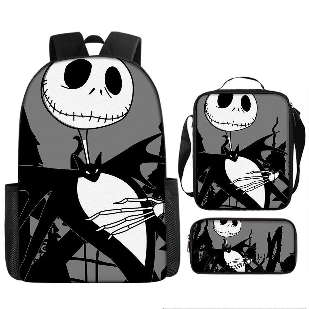 Halloween Backpack Pumpkin Ghost 3-Piece Set Schoolbag Kids Shoulder Bag Cute Bookbag for Boys Girls
