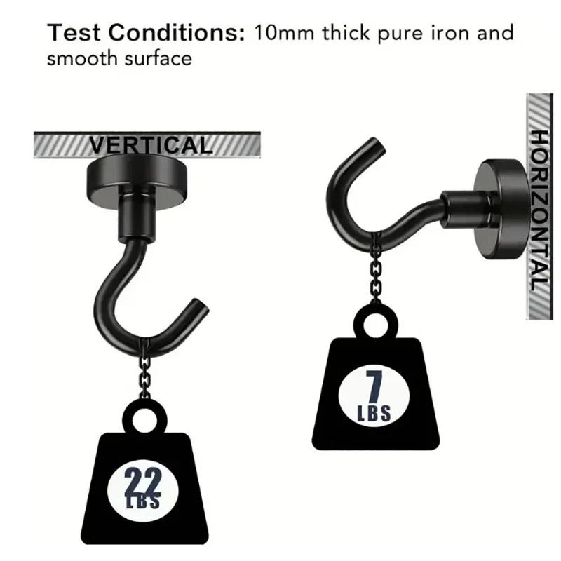 6 шт. Черный магнитный крючок 15 фунтов (Около 7 кг) Внутренние подвесные потолки, кухни, рабочие места, офисы и гаражи