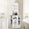 64" Corner Storage Cabinet with Charging Station Adjustable Shelves White