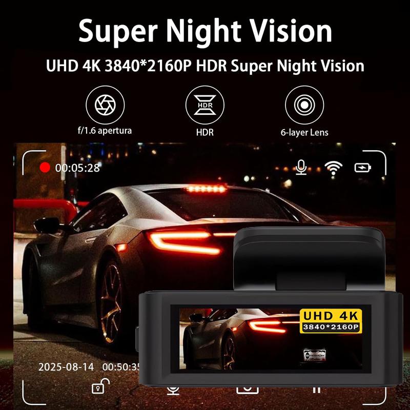 4K видеорегистратор 3840*2160P Автомобильный DVR с поддержкой WIFI GPS Двухкамерный Авто Мини Камера Автомобиля С Супер Ночным Видением G-Сенсор 24-часовая Парковка