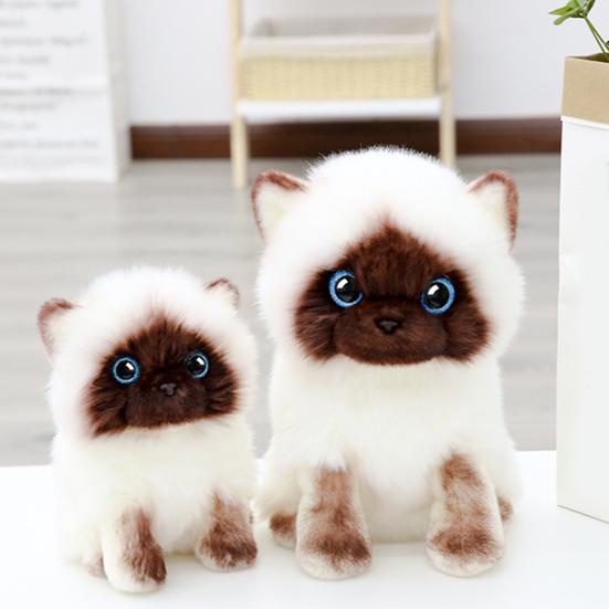 Милая плюшевая игрушка сиамский кот, мягкое чучело животного, синие пайетки