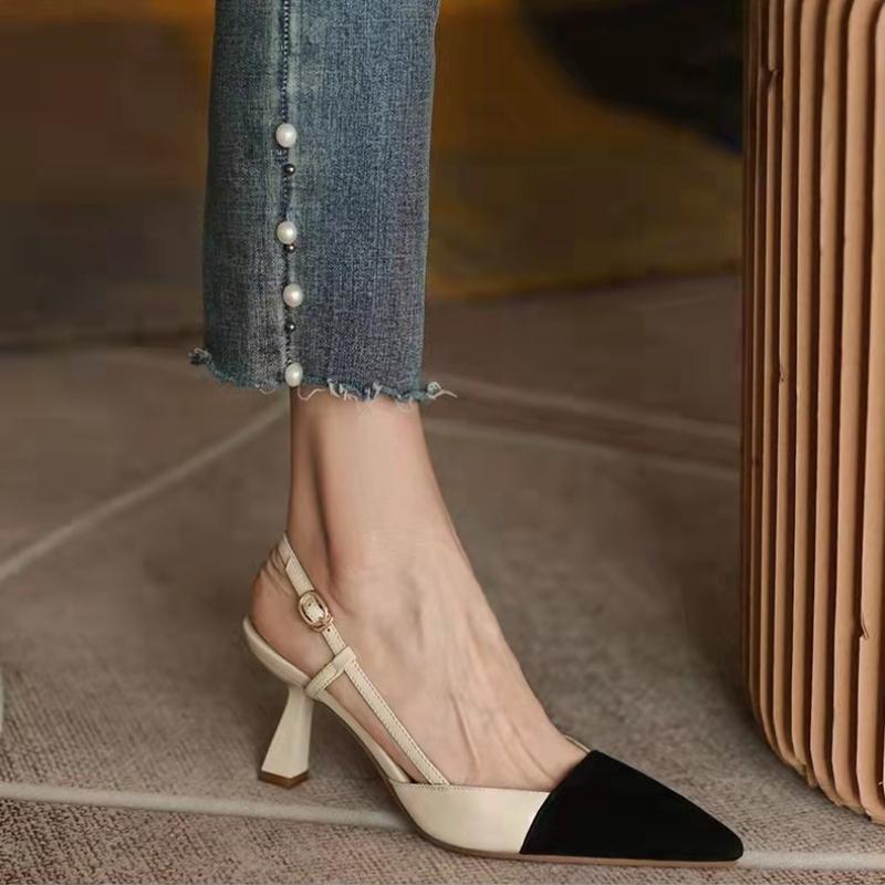 Модная обувь для женщин 2024 года, брендовые туфли с острым носком, женские туфли на высоком каблуке, летние модные туфли-лодочки, туфли без застежек на неглубоком каблуке, женские босоножки для вечеринок
