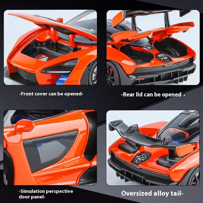 1/24 Mclaren Senna Super Sports Миниатюрная модель из литого сплава Mini GT, Имитация звука и света, Подарочная коробка на день рождения для парня