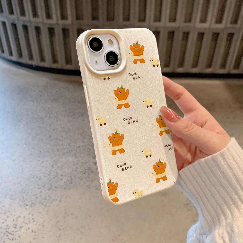 Full Screen Duck Swimming Ring Bear for Apple 16 Mobile Phone Case for IPhone 15 Anti-fall 14plus Cartoon 12 Female Models