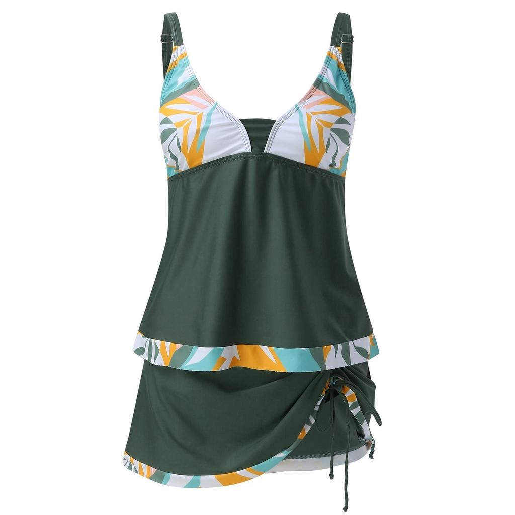 Женский купальник с принтом и разделенным плоским углом, большой купальник, купальный костюм