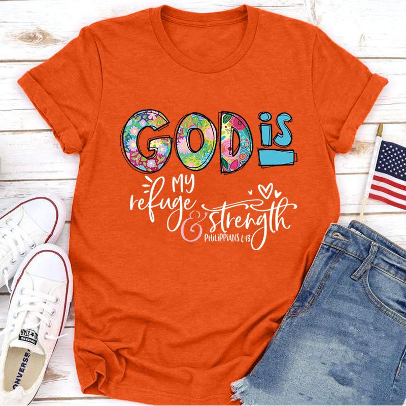 БОГ - Сила Принт Женская Футболка с Коротким Рукавом и Круглым Вырезом Свободная Женская Футболка Женская Футболка Топы Одежда Camisetas Mujer