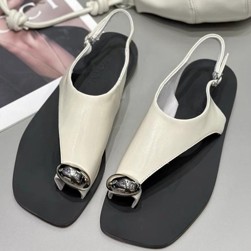 Модные лаконичные сандалии с ремешком на пальце и пряжкой, женские летние элегантные сандалии-гладиаторы на плоской подошве из искусственной кожи, женские повседневные шлепанцы дизайнерского бренда