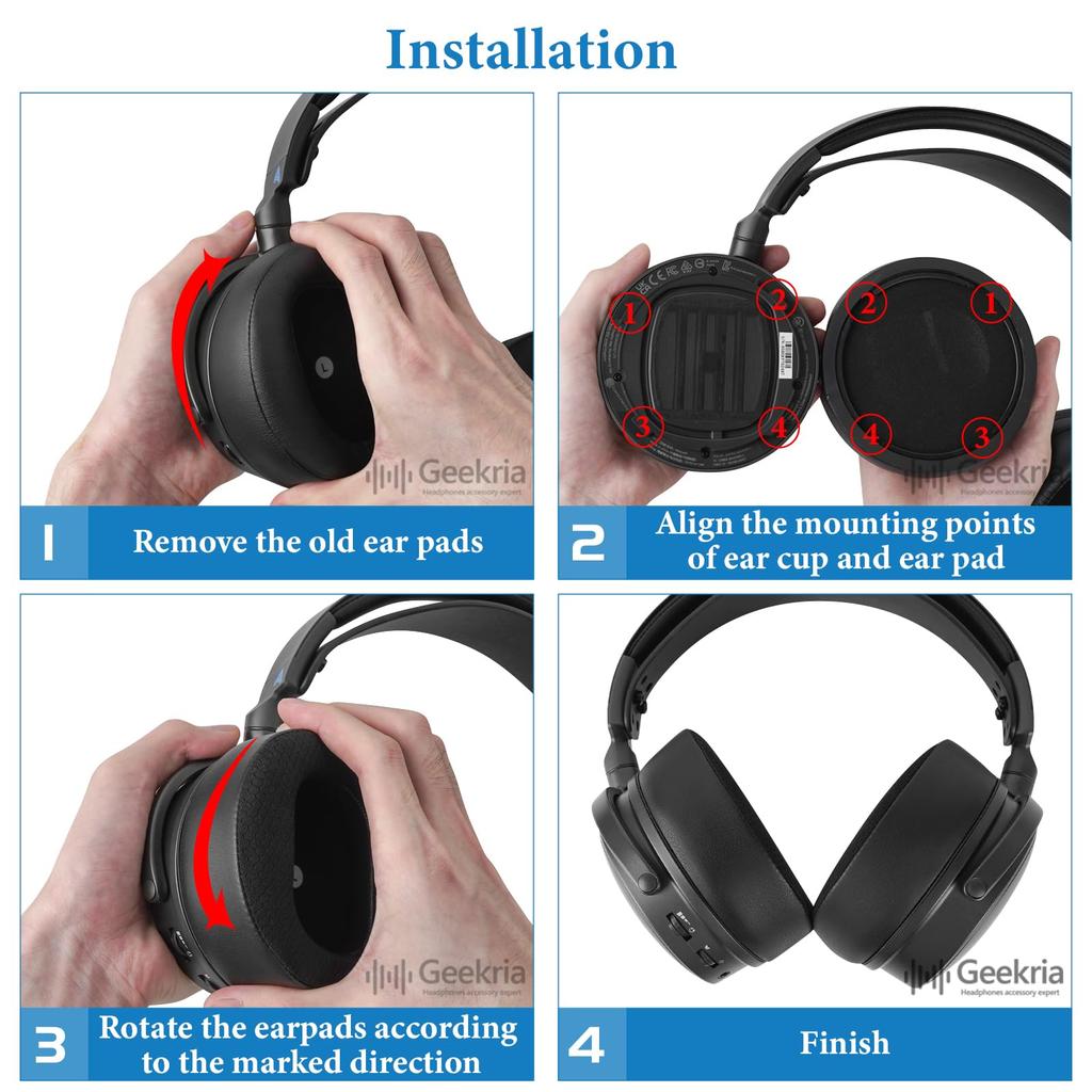 Geekria QuickFit Compatible Ear Pads for Audeze Maxwell Wireless Protein Leather Cup Pads Headphones, Ear/Ear (Black)