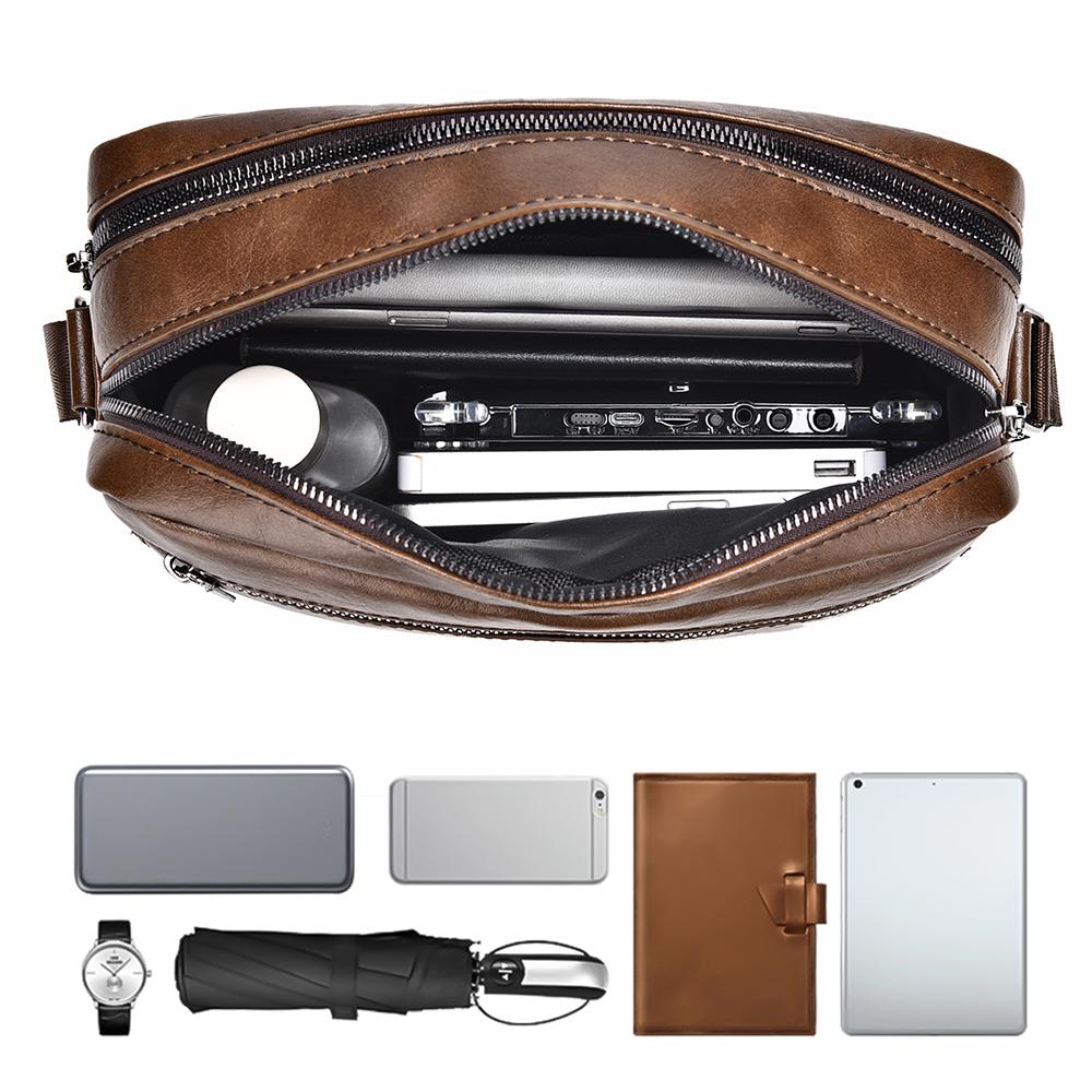 WEIXIER Men's Leather Crossbody Shoulder Bag Waterproof Bag Briefcase Satchel Bag Casual Travel Bag