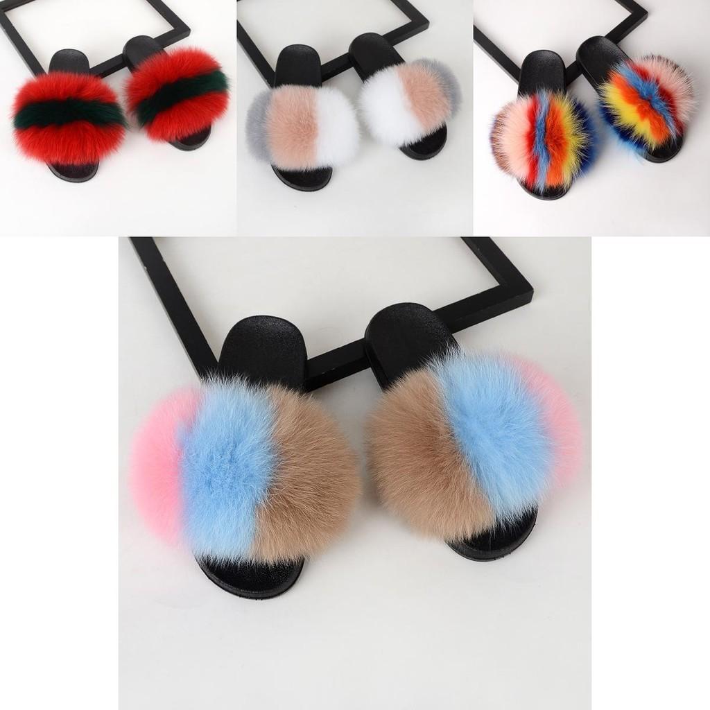 Realistic Fluffy Slippers Sandals For Women Girls Luxury Comfort