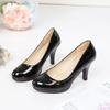 Lacquer Leather High Heels Women's Professional Shallow Mouth Round Toe Single Shoes for Women In Spring 2025