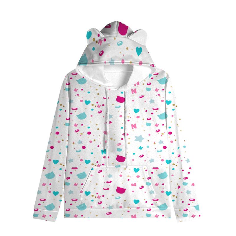 Толстовка с капюшоном для детей Like Nastya с кошачьими ушками, регулируемые ушки, милый мультяшный дизайн, мягкий зимний теплый пуловер для мальчиков и девочек