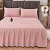 Solid Color New Light Luxury Simple Embroidered Single Bed Skirt Bed Sheet Non-slip Bedspread Four Seasons Princess Style Single Piece