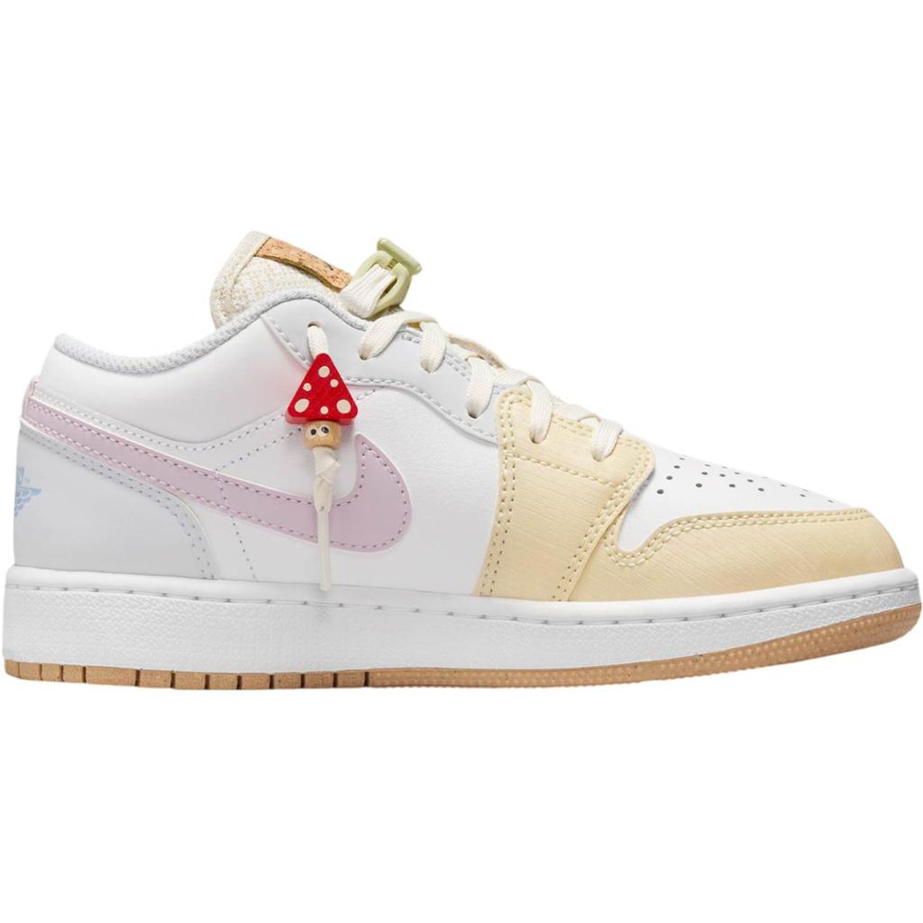 Кроссовки Air Jordan 1 Low GS Mushroom Kids белые светло-хаки Doll IB8861-151