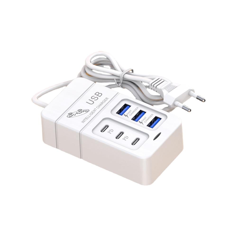 6 IN 1 USB Charger PD Type C 35W Fast Charging Wall Phone Charger Adapter Quick Charge 3.0 USB Hub EU US Plug USB Type C Charger