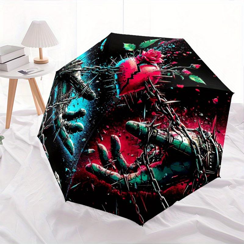 1pc Broken Heart in Chains Automatic Open/CloseUmbrella,Compact Umbrella for Men & Women Day Gift.W016