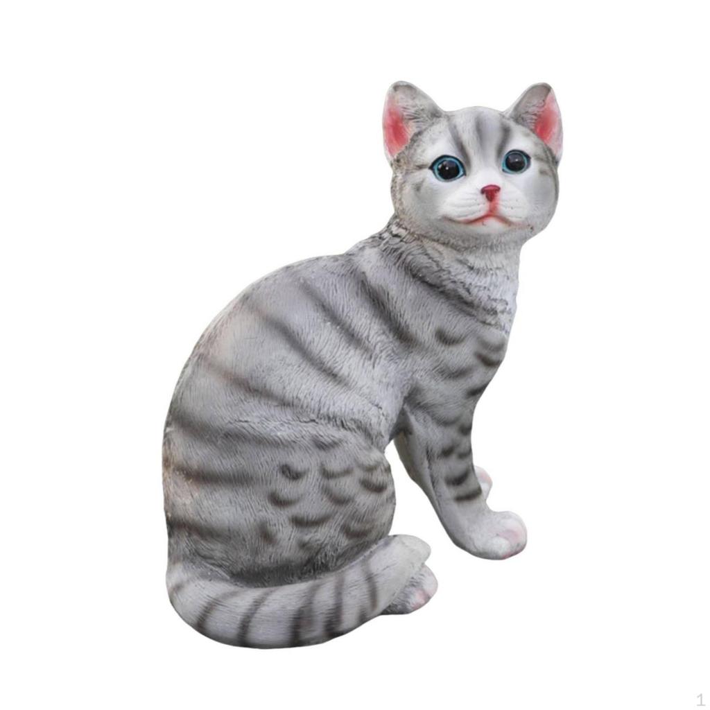 Фигурка кошки, статуэтка из смолы, текстурированное украшение для садоводов, сада, патио, гостиной, белая