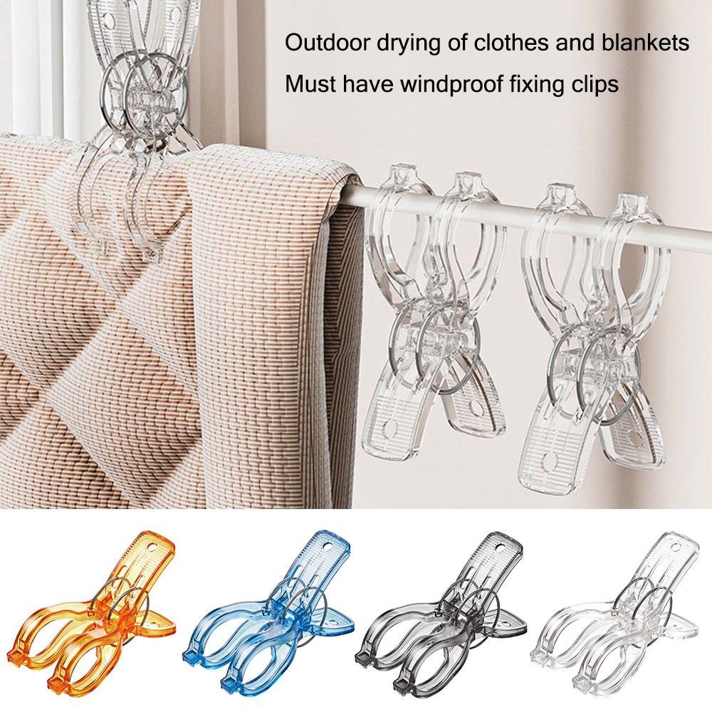 4PCS Anti-slip Drying Rack Holder Wind Proof Laundry Clothes Pins Quilt Clip Household Organizer