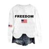 Women's Fashion Round Neck Pullover Top Long Sleeve Tee Printed Sweatshirt