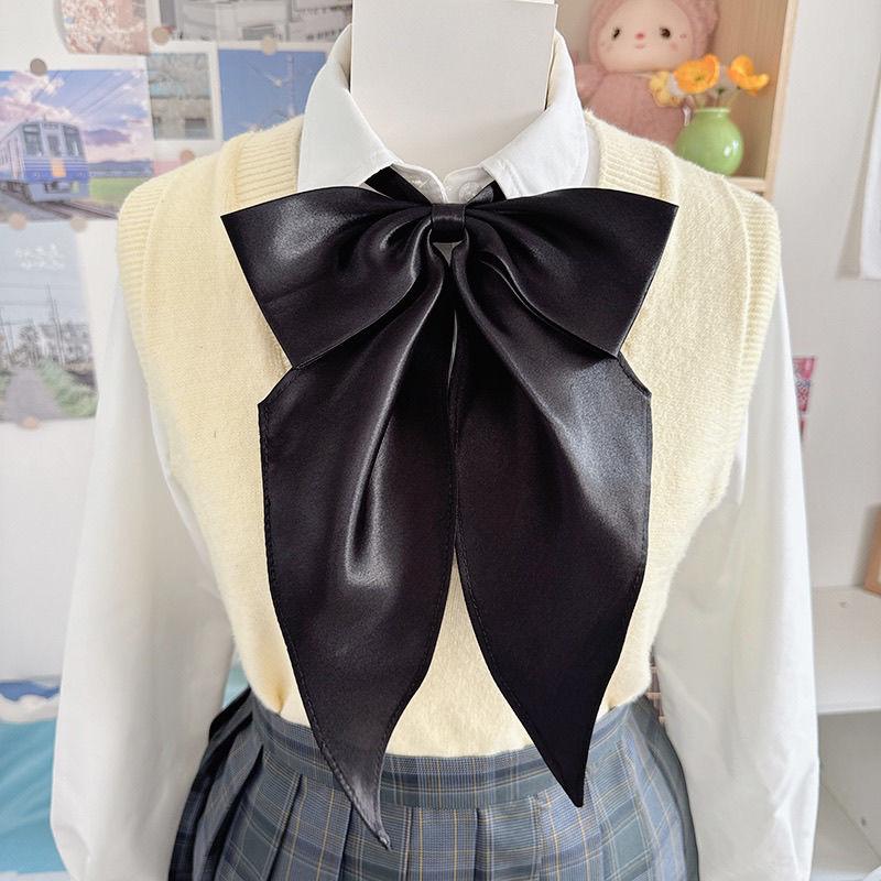 6 Colors New Fashion Solid Color Red Bowties Oversized Bowknot Women College Girls JK Ties Uniform Sailor Suit Butterfly Knot