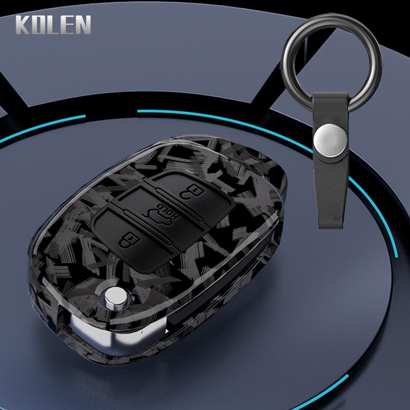 Чехол-футляр для автомобильного ключа в стиле ABS Carbon Fiber для Hyundai Solaris Creta Ix25 Kona Tucson Santa Fe Sonata Elantra Ix35 I20 Hb20 Ix45