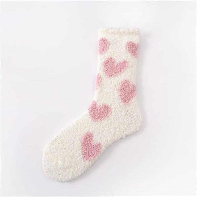 Autumn and winter new love women's socks coral fleece hair-free floor socks thickened warm home confinement socks