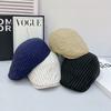 Striped Retro Forward Hat Female Vintage Spice Girl Wind Big Head Circumference Duckbill Hat British Spring Summer Beret Male