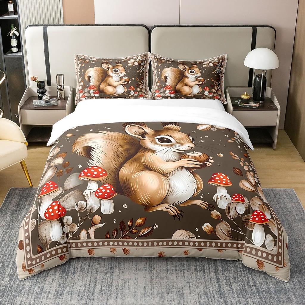 Cute Squirrel Duvet Cover Sets Boys Girls Queen King Size Kids Teens Bedspread Cover Bedroom Decor No Comforter Lightweight Down