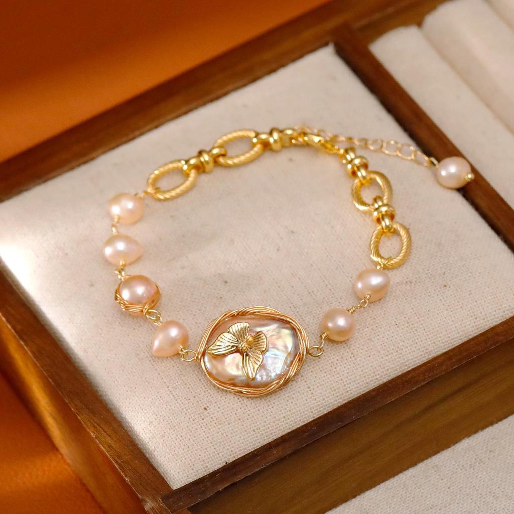 Барочный пресноводный жемчуг и браслет с бабочкой - Уникальные, модные, высококачественные украшения для женщин