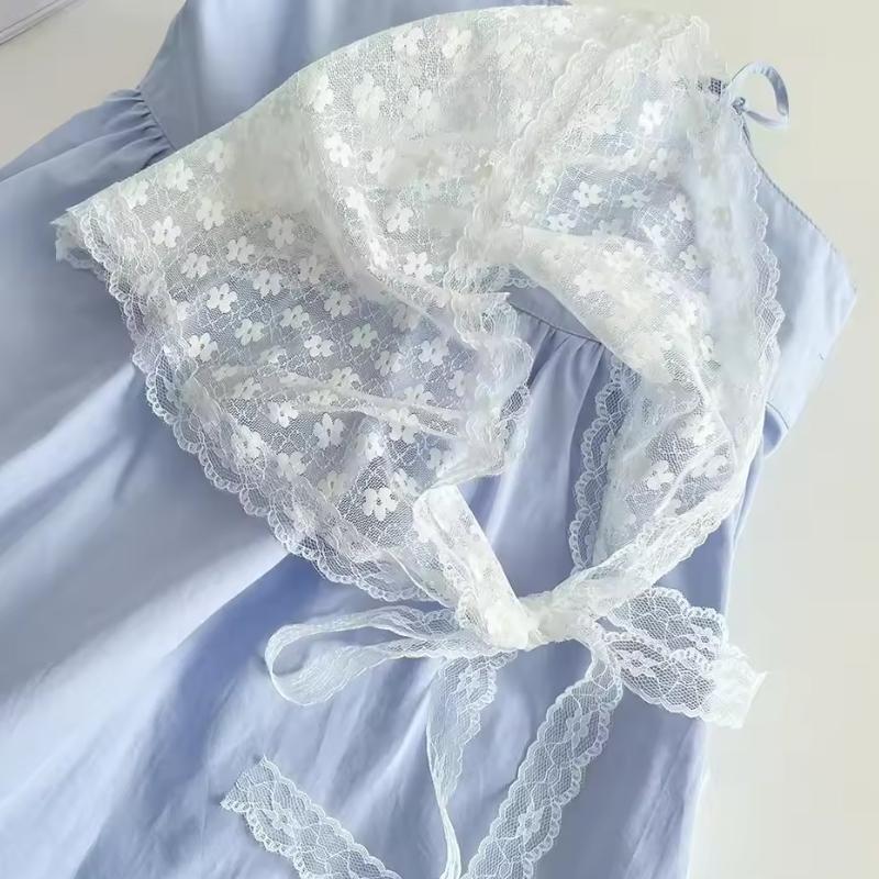 Retro Sweet Flower Hair Scarf Headband Lace-up Lace Mini Skirt Slim Fit Pretty Apron Wrap Skirt French Pastoral Headdress Girls