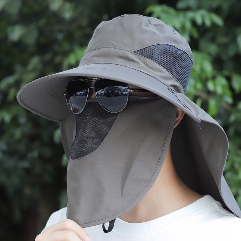 Летняя быстросохнущая шляпа Boonie для мужчин и женщин, уличная маска для лица, шляпа-ведро с широкими полями, солнцезащитная кепка с широкими полями для рыбалки, охоты