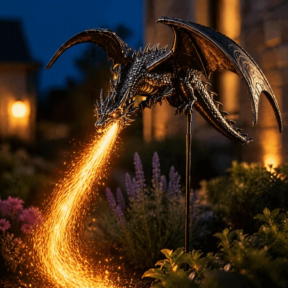 Solar Powered Solar Fire Garden Lamp Waterproof Resin Dragon Fire Garden Light Patio