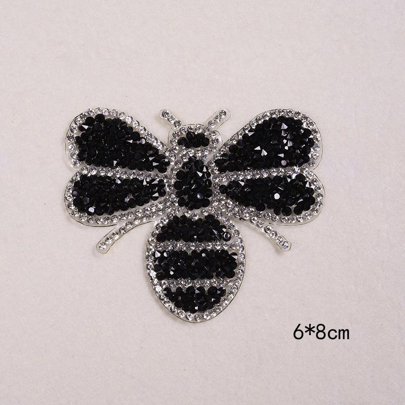 Exquisite Rhinestone Lovely Bee Patches Appliques For Kids T-shirts DIY Iron Sticker For Clothing