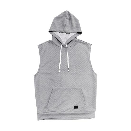 Мужские повседневные топы, спортивный стиль, жаккардовый вязаный жилет с капюшоном и передним карманом, однотонная футболка без рукавов, одежда для фитнеса