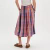 Women's Summer Boho Plaid Culotte Pants Casual Wide Leg Palazzo Trousers Baggy Cropped Gingham Capris Pants with Pockets