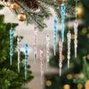 Sparkling Crystal Icicle Clear Glass Christmas Tree Ornaments Xmas Hanging Decorations Holiday Party New Year Festive Home Decor