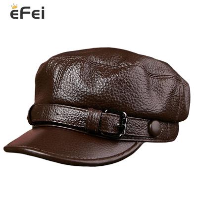Шляпа из воловьей кожи для мужчин среднего и старшего возраста, осенне-зимняя студенческая молодежная шапка с утиным языком, темно-синяя военная шляпа с плоским верхом