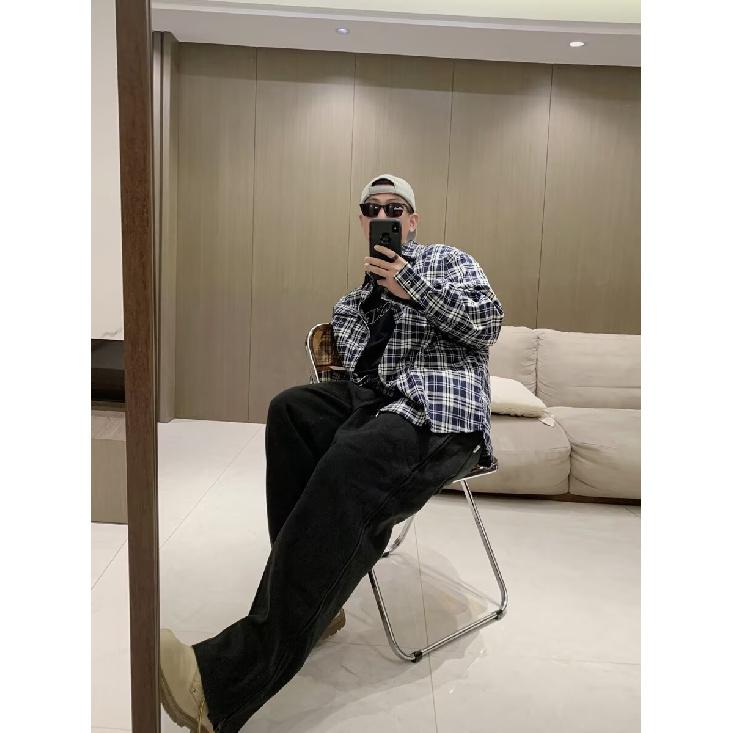 2024 Клетчатая рубашка с длинным рукавом в японском стиле Гонконга Ins Свободная рубашка для мальчиков Летнее модное универсальное повседневное пальто