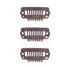 50pcs 8 Tips 8 Teeth Snap Comb Wig Clips Stainless Steel Snap Clips with Rubber Hair Grips for Hair Extension Wigs Brown