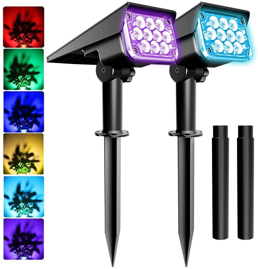 TSUN 2PACK солнечный светильник уличный 3000K/6000k/RGB/зеленый солнечный садовый светильник IP65 солнечный прожектор для ландшафтной дорожки солнечный настенный светильник