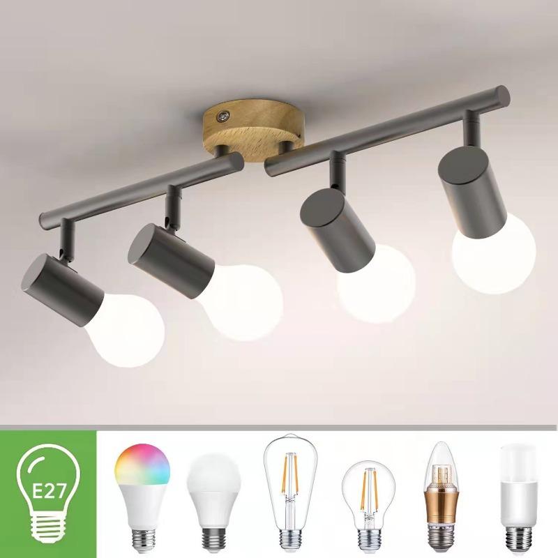 Регулируемый угол трековый светильник спальня E27 гостиная многоламповый точечный светильник точечный светильник в стиле лофт ретро лампы светодиодное освещение магазинное освещение