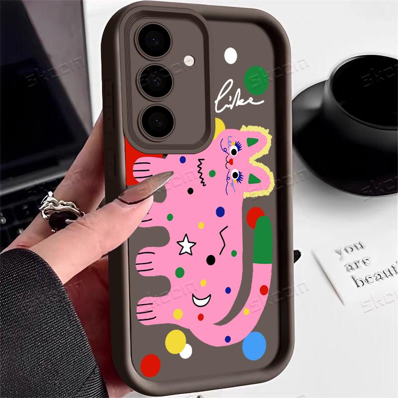 Кавайный розовый чехол для телефона с кошачьим узором для Samsung Galaxy S25 S24 S23 S22 S21 Ultra Plus S20 FE A54 A55 A15 A35 силиконовый мягкий чехол
