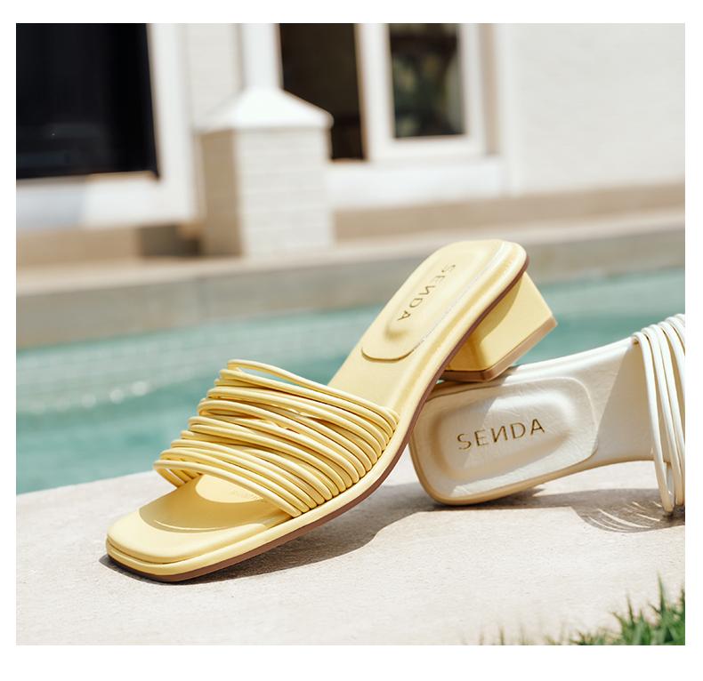 Senda Fashion Sandals Women's 2025 Summer New Outerwear Coarse Heel Sandals ZTG34BT5