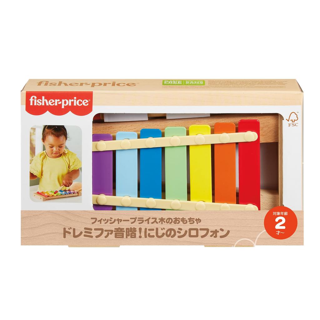 Fisher Price Деревянная игрушка До Ре Ми Фа Радужный ксилофон Игрушки для малышей и детей ясельного возраста Развивающие и обучающие игрушки Монтессо Возраст 2 года и старше Красочный HXV13