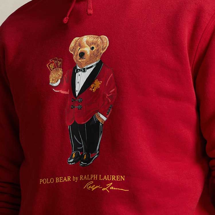 Polo Ralph Lauren SS24 Letter Bear Print Casual Hoodie Мужские толстовки с капюшоном Красный MNPOKNI16823377-600