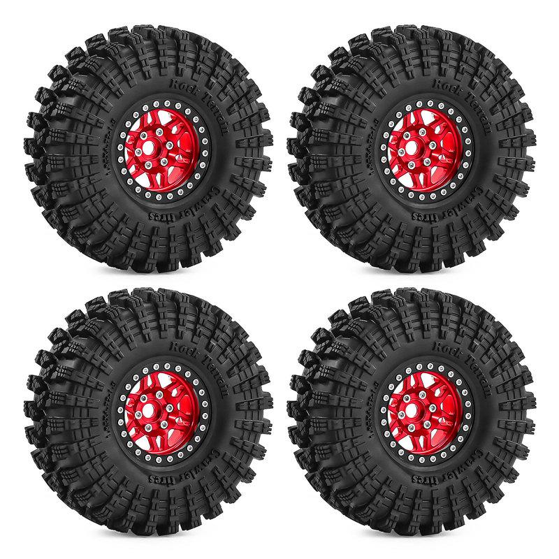 1.9 Inch Beadlock Wheels Tires 12mm Hex for TRX4 SCX10 Capra Axial SCX24 Traxxas Enduro RC Crawler Truck Upgrade Parts