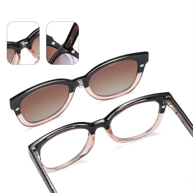 Women TR90 2 In 1 Polarized Sunglasses Magnetic Clip-On Myopia Optical Spectacle Frame Customizable Prescription Glasses