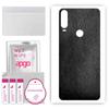 apgo Protective Skin Sticker for the Back Compatible with Alcatel 3L (2020), Wrap Film, Foil, Vinyl - Pattern Black Leather