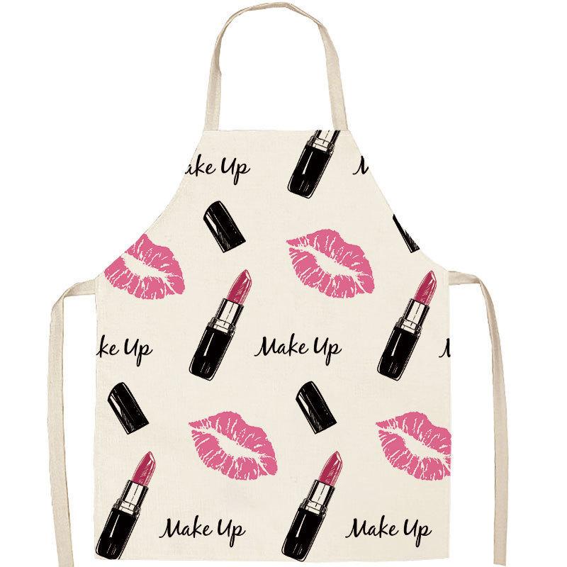 Minimalist Linen Apron For Women With Lipstick Design And Waterresistant Material For Nail Salons
